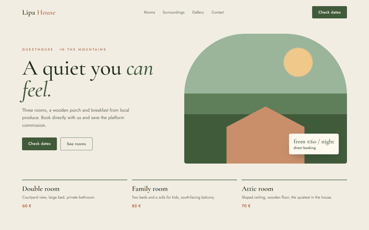 Demo of a guesthouse website