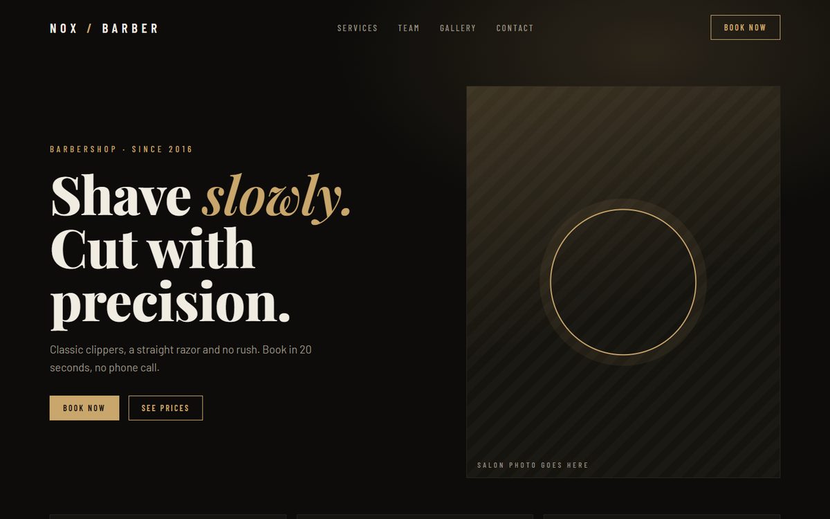 Demo of a barbershop website