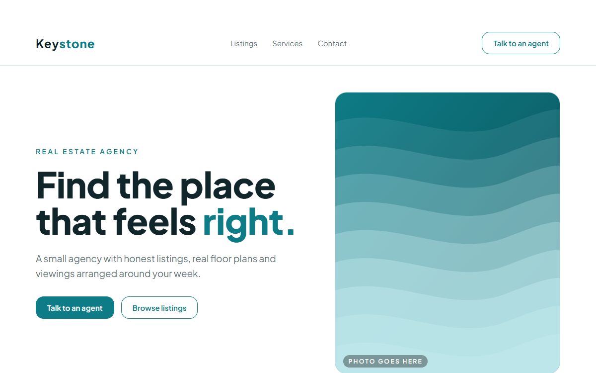 Demo of a real estate agency website with listings filter