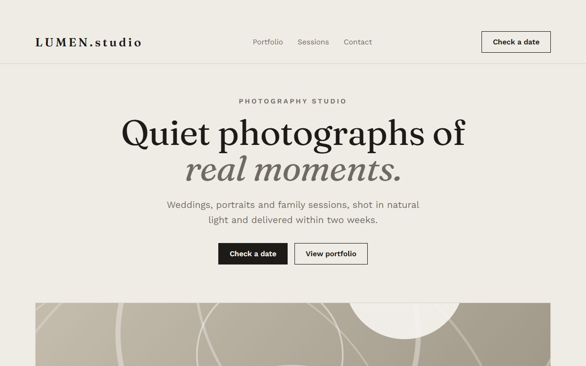 Demo of a photography studio website with portfolio