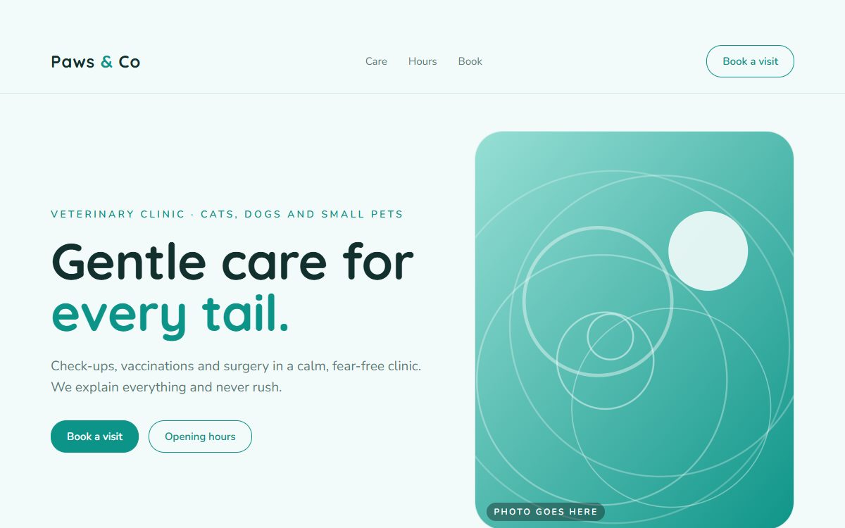 Demo of a veterinary clinic website