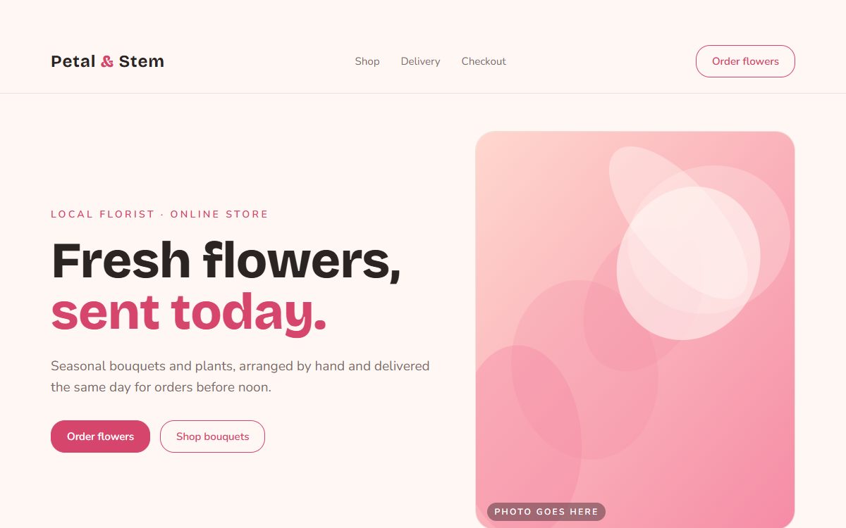 Demo of a florist online store with a basket