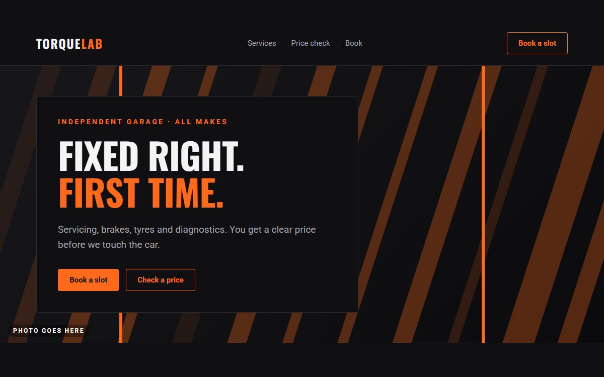 Demo of a car service website with a price check