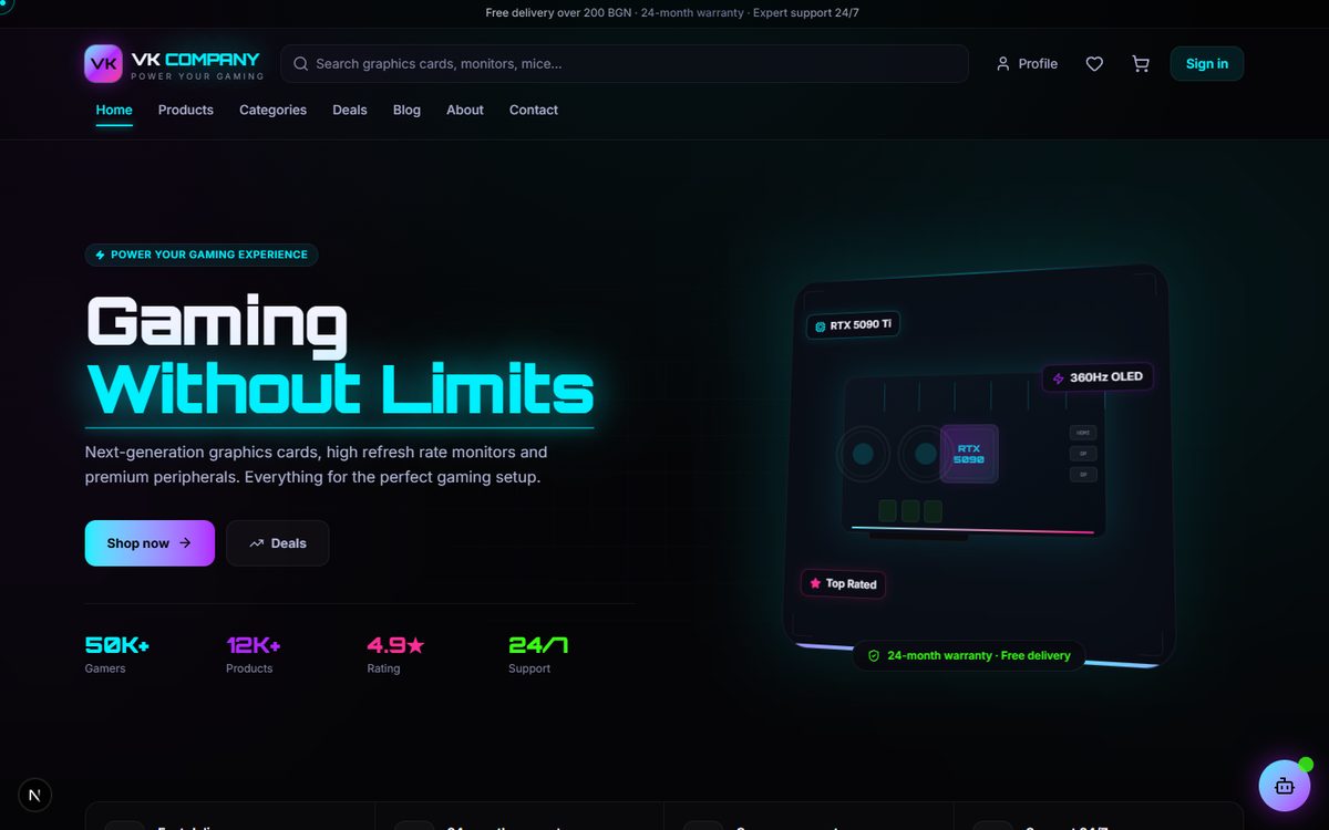Demo of a gaming hardware online store